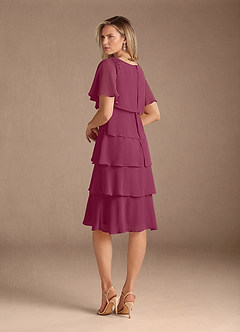 Azazie Rita Mother of the Bride Dresses Mulberry A-Line Scoop Beaded Chiffon Dress image2