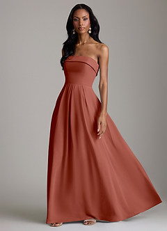 Azazie Lucienne Bridesmaid Dresses Auburn A-Line Strapless Chiffon Convertible Dress image5