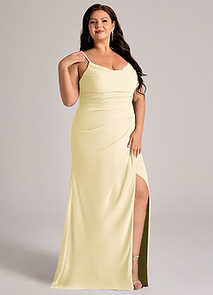 Azazie Deandra Bridesmaid Dresses Lemon Sorbet Mermaid Pleated Chiffon Dress image11