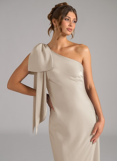 Azazie Capri Bridesmaid Dresses Frost Mermaid One Shoulder Stretch Satin Dress image5