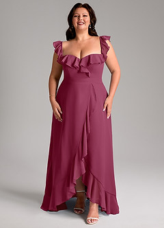Azazie Lyra Brautjungfernkleider Wandelbar A-Linie Cabrio Chiffon Kleid Maulbeerrot image5