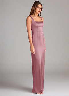 Azazie Flori Bridesmaid Dresses Vintage Mauve Sheath Side Slit Stretch Satin Dress image3
