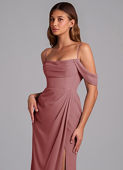 Azazie Johana Jurken voor bruidsmeisjes Converteerbaar Jurk van Chiffon met Zeemeermin Off the Shoulder Amethist image5