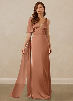 Christian Siriano Bridal for Azazie 1011 Kleider zum Anprobieren zu Hause Meerjungfrau-Linie Schleifen Stretch-Satin Kleid Bronzer image6