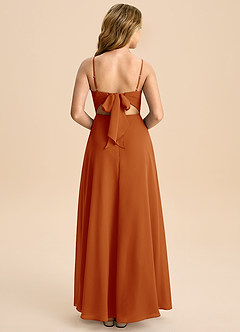 Azazie Shale Junior Paprika A-Line Bow Chiffon Dress image1