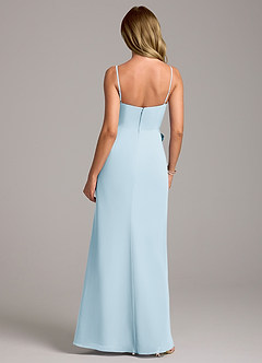 Azazie Tahlia Bridesmaid Dresses Sky Blue A-Line with Belt Chiffon Dress image7