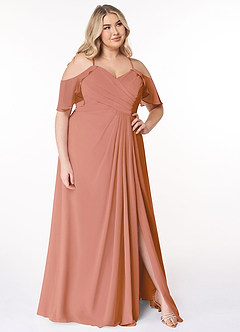 Azazie Dakota Bridesmaid Dresses MAI TAI A-Line V-Neck Pleated Chiffon Dress image16