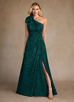Azazie Easton Mother of the Bride Dresses Pine Ball-Gown One Shoulder Floral Burnout Dress image1