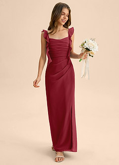 Azazie Jessamine Junior Pomegranate Mermaid Sweetheart Neckline Chiffon Dress image3