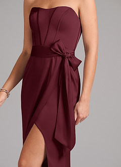 Azazie Jamie Bridesmaid Dresses Cabernet A-Line Strapless Stretch Satin Convertible Dress image7