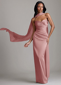 Azazie Sonora Suknie dla druhen Osłona Bez ramiączek Satyna elastyczna Do ziemi Sukienka image1