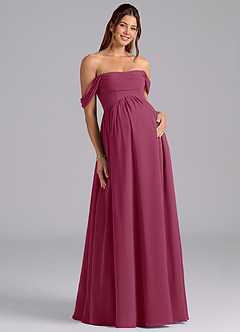 Azazie Saige Maternity Bridesmaid Dresses A-Line Pleated Chiffon Floor-Length Dress image3