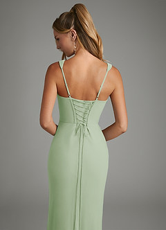Azazie Asa Bridesmaid Dresses Dusty Sage Sheath Corset Chiffon Dress image7