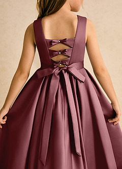 Azazie Junebuj vestidos de niña de las flores Vestido de Rosa Del Desierto de Satin Mate de Princesa con Plisado image7