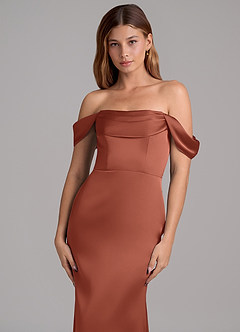 Azazie Miley Bridesmaid Dresses Auburn Mermaid Off the Shoulder Stretch Satin Convertible Dress image2