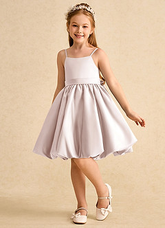 Azazie Davine Flower Girl Dresses Rose Petal A-Line Spaghetti Strap Matte Satin Dress image5