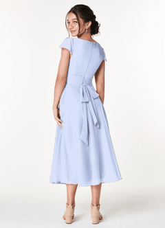 Azazie Payton Junior Ice A-Line Bow Chiffon Dress image2
