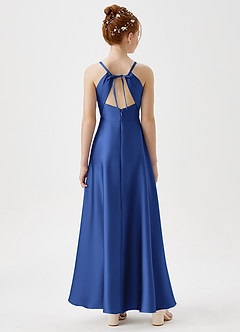 Azazie Avelina Junior A-Linie Plissee Stretch-Satin Kleid Königsblau image6