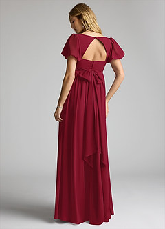 Azazie Madisynn Brautjungfernkleider für Schwangere Schleifen Chiffon Bodenlänge Kleid image2