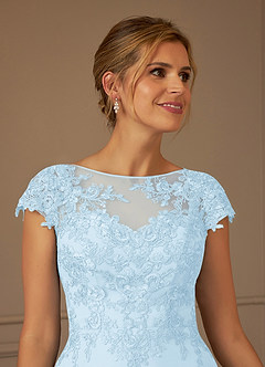 Azazie Terrano vestidos de madre de la novia Vestido de Azul Cielo de Encaje de Corte En A con Cucharón image4