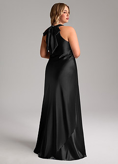 Azazie Doretta Bridesmaid Dresses Black Mermaid Bow Metallic Satin Dress image2
