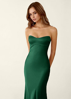 Miniqueadom Emerald Green Open Back Satin Party Dress image4
