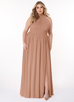 Azazie Iman Abiti da Damigella Abito A-Line in Chiffon A-Line con Increspature Champagne Rosa image8