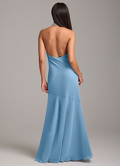 Azazie Lorena Bridesmaid Dresses Steel Blue Mermaid Pleated Chiffon Dress image7