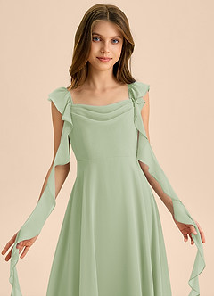 Azazie Carmin Junior Klä av A-Line i Chiffong Rynkad image7