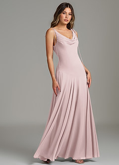 Azazie Dawn Bridesmaid Dresses Blushing Pink Mermaid Pleated Chiffon Dress image1
