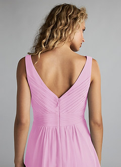 Azazie Grace Bridesmaid Dresses Candy Pink A-Line Pleated Chiffon Dress image6