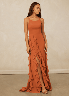 Christian Siriano Bridal for Azazie 1006 Bridesmaid Dresses Cinnamon Mermaid Ruched Chiffon Dress image1