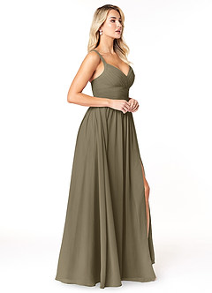 Azazie Chanel Bridesmaid Dresses Willow Green A-Line Pleated Chiffon Dress image4