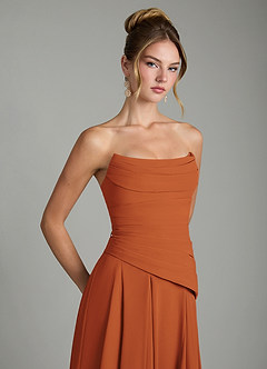 Azazie Gabriela Bridesmaid Dresses Cinnamon A-Line Corset Chiffon Dress image10