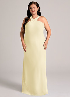 Azazie Doretta Brudtärnklänningar Klä av Sjöjungfru i Chiffong Plisserad Citronsorbet image6