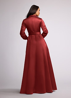 Azazie Ruth Mother of the Bride Dresses Rust A-Line Lace Matte Satin Dress image4