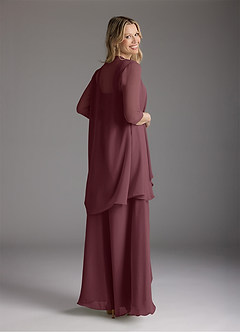 Azazie Weisz Mother of the Bride Dresses Sangria A-Line Square Neckline Pleated Chiffon Dress image2