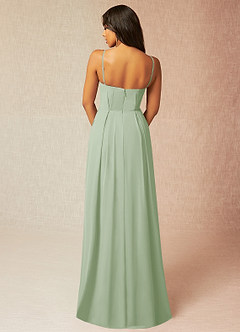 Azazie Kyedae Bridesmaid Dresses Dusty Sage A-Line V-Neck Pleated Chiffon Dress image2