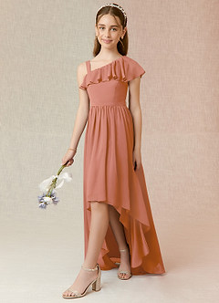 Azazie Mango Junior Abito A-Line in Chiffon Increspato Più Tagliato image3