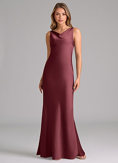 Azazie Allettie Bridesmaid Dresses Merlot Mermaid Stretch Satin Dress image6