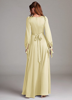 Azazie Leonia Suknie dla druhen Linia A Długi rękaw Satyna elastyczna Do ziemi Sukienka image2