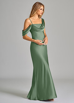 Azazie Celina Brautjungfernkleider Etui Schulterfrei Stretch-Satin Kleid Matcha image6