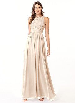 Azazie Luz Bridesmaid Dresses White Alabaster A-Line Lace Chiffon Dress image3