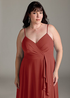 Azazie Akita Bridesmaid Dresses Terracotta A-Line Chiffon Dress image9