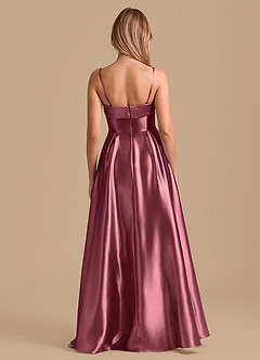 Azazie Lucienne Bridesmaid Dresses Desert Rose A-Line Pleated Metallic Satin Dress image2
