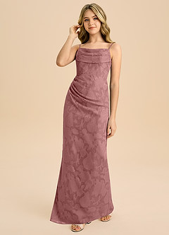 Azazie Mai Junior Abito Tubino in Burnout Floreale Plissettato Rosa Polverosa image6