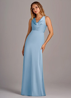 Azazie Wrenlee Bridesmaid Dresses Powder Blue A-Line Stretch Satin Dress image3