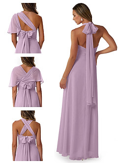 Azazie Fifi Vestidos de damas de honor Vestido de Glicinia de Gasa de Corte en A Convertible con Sin tirantes image8