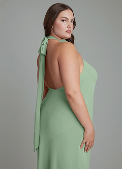 Azazie Velli Bridesmaid Dresses Matcha Mermaid High Neck Chiffon Dress image14