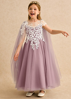 Azazie Dandelion Flower Girl Dresses Dusty Rose Ball-Gown Lace Dress image1